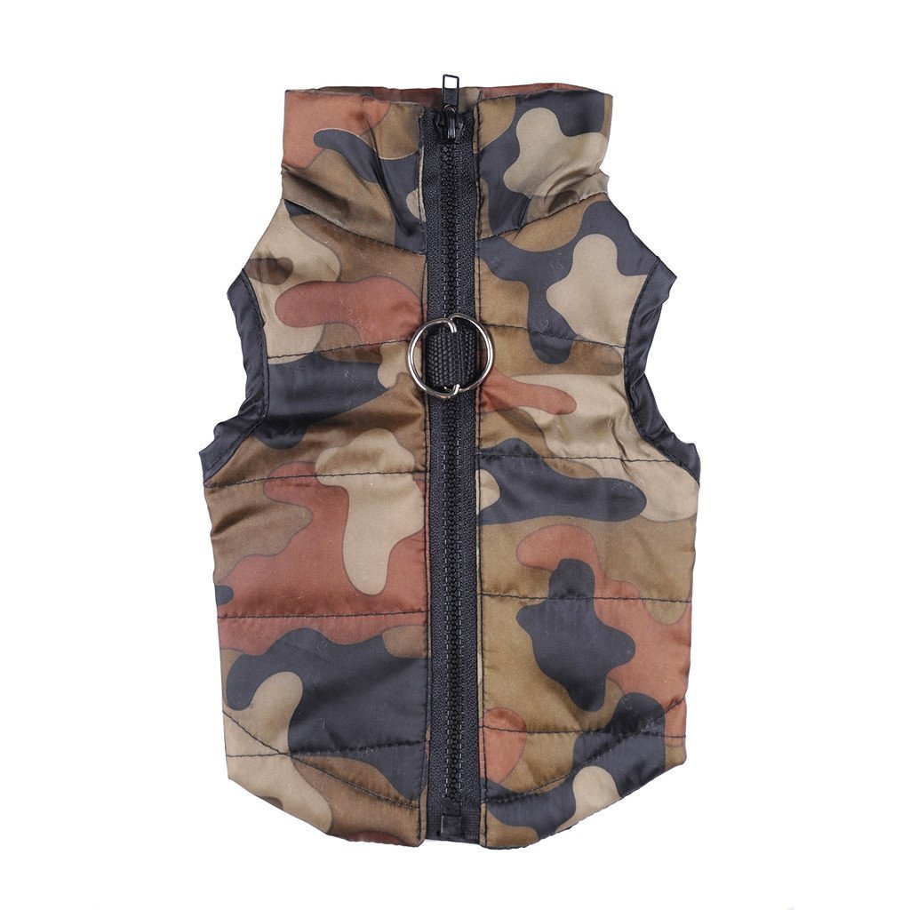 ZoonPark® Pet Cat Dogs Winter Apparel,Dog Cat Warm Soft Light Padded Vest Harness Small Puppy Coat Winter Clothes For Small Medium Dog (XS, Camouflage)
