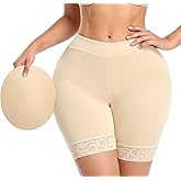 SHAPBUS Padded Underwear for Women Butt Pads for Bigger Butt Lifting Panties Hip Enhance Shapewear Lace Faja Shorts