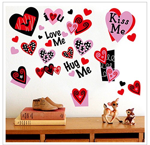 140 PCS Valentine's Day Window Clings Heart Stickers Wall Decal Party Decorations