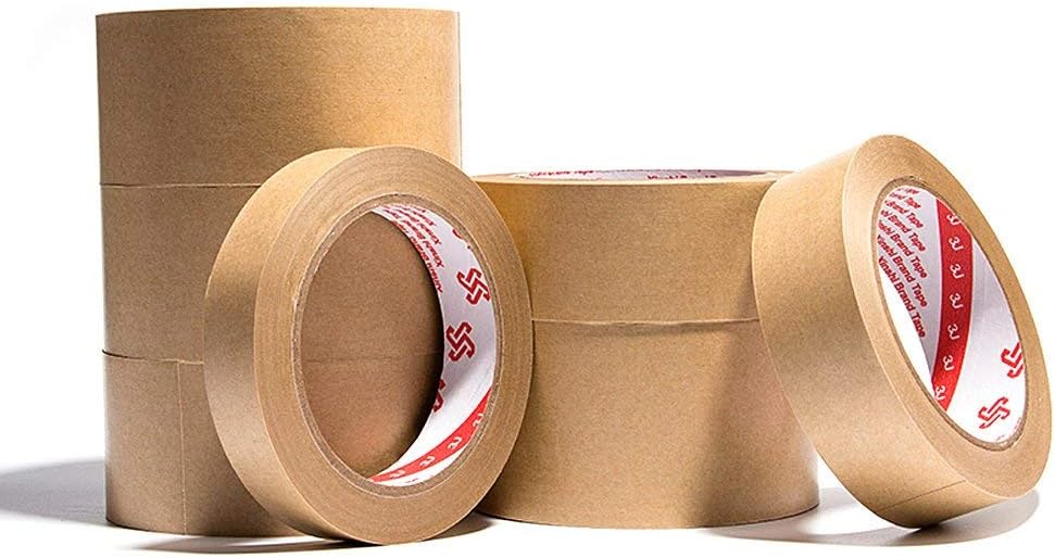 5Rolls Kraft Paper Tape Adhesive Flatback Packaging Sealing Tapes for Paper Backing Carton Box 60mm*19.7yd - Image 3