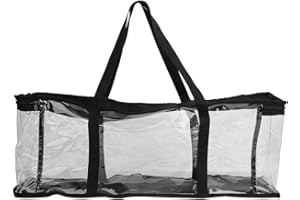 Transparent Large Capacity Portable Carrying Bag, Book Storage Organizer, Clear PVC Book Carrier Bag with Sturdy Handle and f