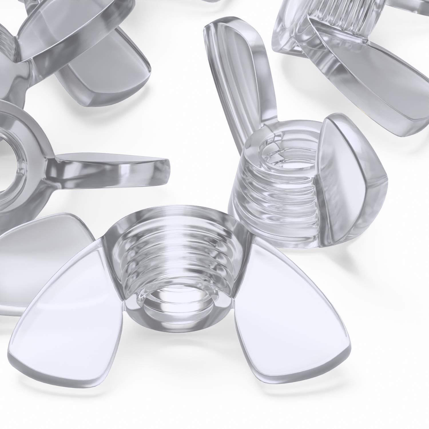 Pack of 20 Transparent Clear Plastic Acrylic M6 Butterfly, Wing Nuts-Acrylic Plastic Screws