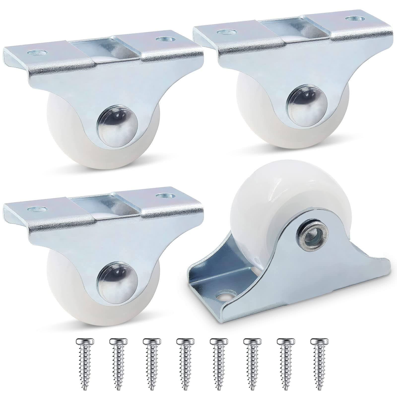 Guangcailun Caster Wheels Set of 4, 25mm Fixed Heavy Duty Small Castor Wheels With Screws for Replacement Furniture