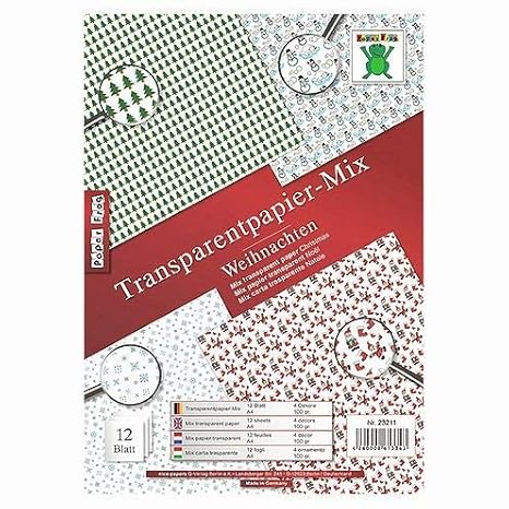 Transparentpapier, Mix Weihnachten, A4, 12 Stck. / 100 g/m², bunt