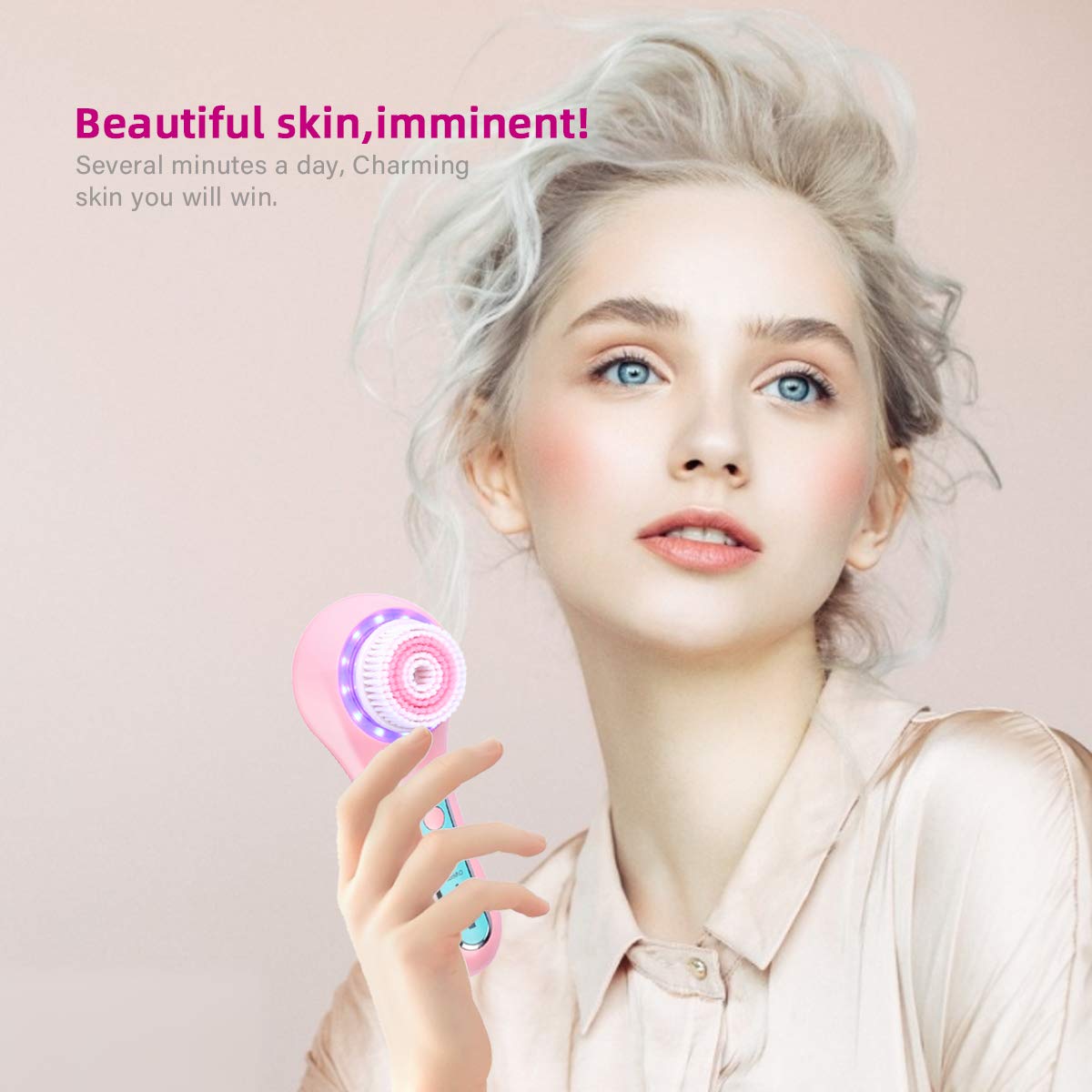 Facial Cleansing Brush Face Scrubber Face Brush Electric Rechargeable IPX7 Waterproof Face Cleansing Brush with 5 Brush Heads, Facial Brush Use for Massaging Removing Blackhead and Exfoliating…: Beauty