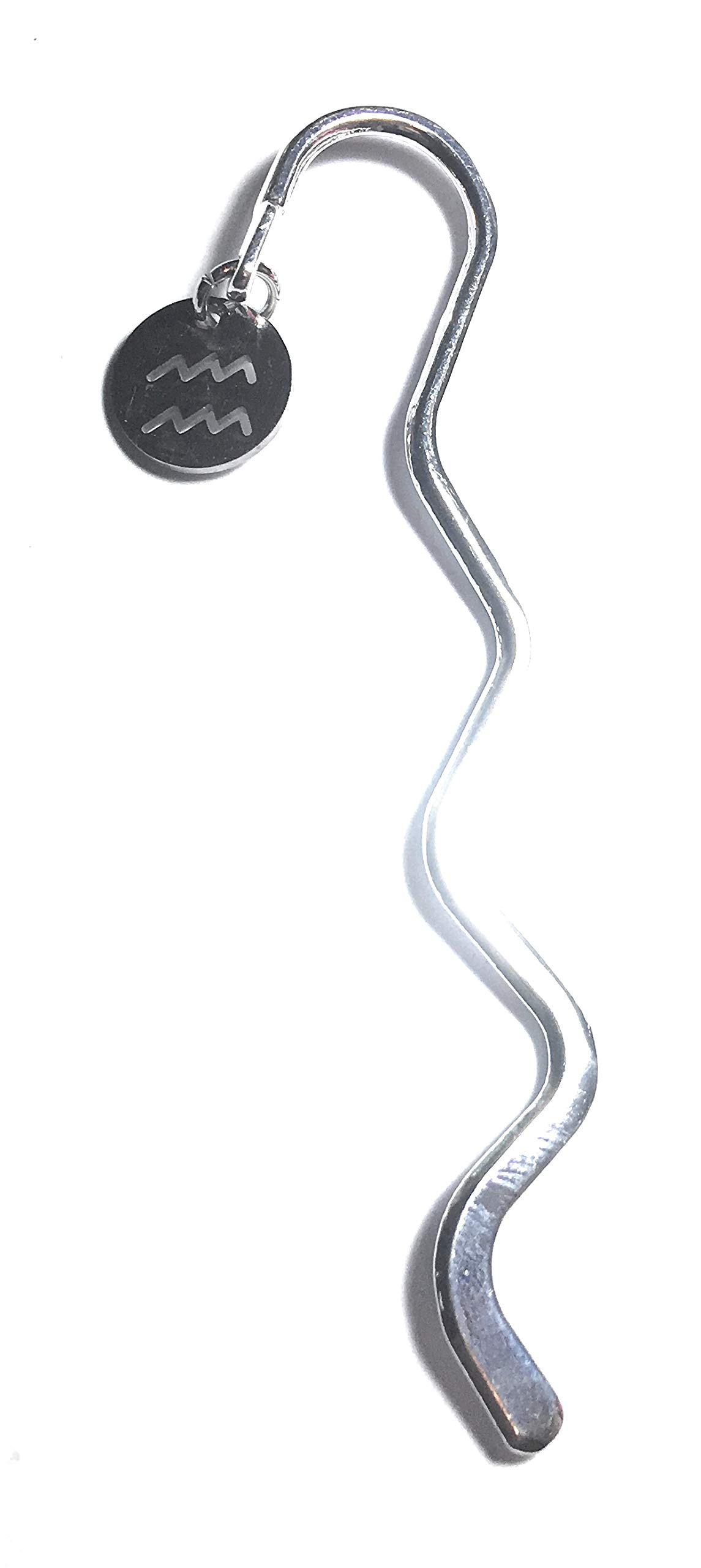 FizzyButton Gifts Astrology Zodiac Stainless Steel disc Mini Bookmark in Gift Bag (Aquarius)
