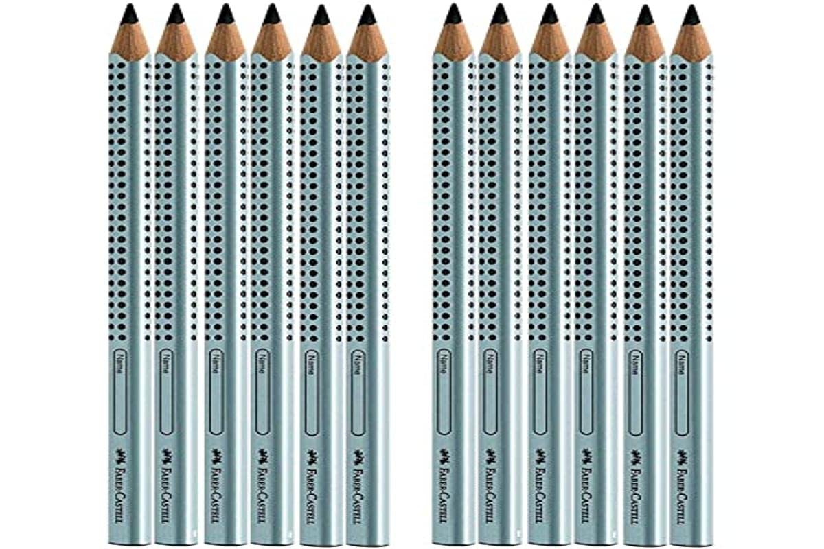 Faber-Castell Jumbo Grip Pencils, Silver, Pack of 12