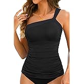 Women's Swimsuit Tankini Top Only - One Shoulder Swim Top Tummy Control Bathing Suit No Bottom 2025 Swimwear