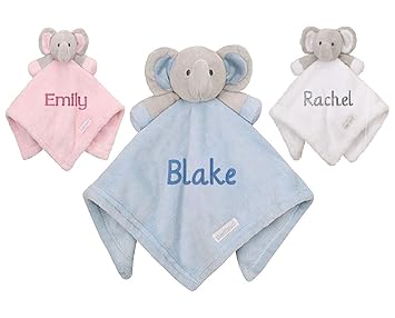 Mybaby Personalised Embroidered Baby Soft Blue Pink Elephant