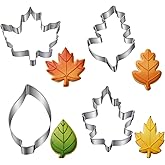 Thinp 4 Pcs Leaf Cookie Cutter Set, Fall Cookie Cutter Stainless Steel Maple, Oak Leaf Shapes Biscuit Molds Holiday Themed Cookies Cutters for Thanksgiving Christmas Birthday Party Decorations