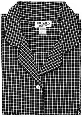 Bill Baileys Sleepwear Mens Broadcloth Woven Nightshirt Sleep Shirt (Medium T, Grey Checkered)