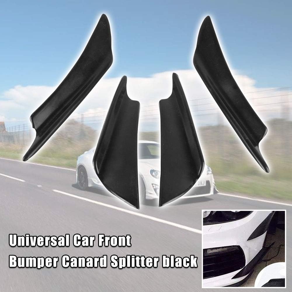 Alpha Racing Ruien Universal 4 PCS Plastic Car Front Bumper Canard Splitter Canards Exterior Black