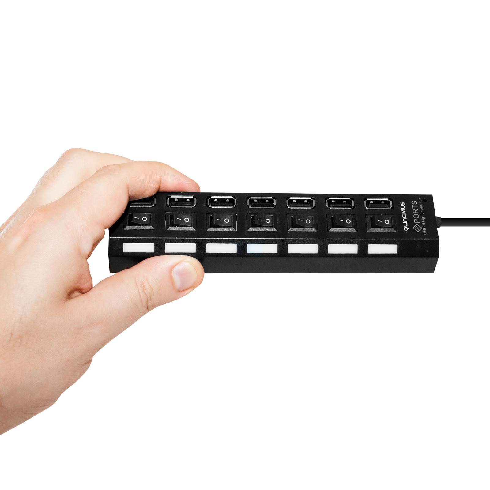 LINCIVIUS  USB Hub, Adaptateur hub USB avec 7 Ports USB, Mini Hub USB Coloris Noir, Original [Garantie à Vie]