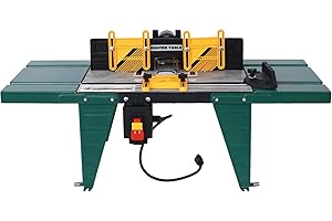 NANBERONE Electric Router Table, Universal Benchtop Router Tables Top with Steel Stand & Adjustable Fence Wood Working Router Table Precise Routing Table Craftsman Tool for Woodworking, Green
