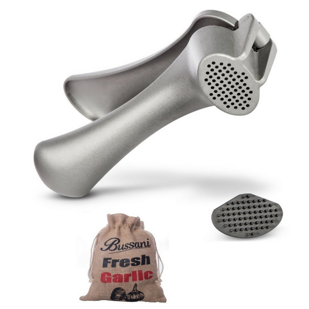 Garlic Press"No Need to Peel" Mincer and Fresh Ginger Grater with a Non-Stick Coating.Comes with BONUS Tools for Cleaning and a &ldquo;Keep My Garlic Fresh&rdquo; Storage Bag. Great Gift for Kitchen Lovers!