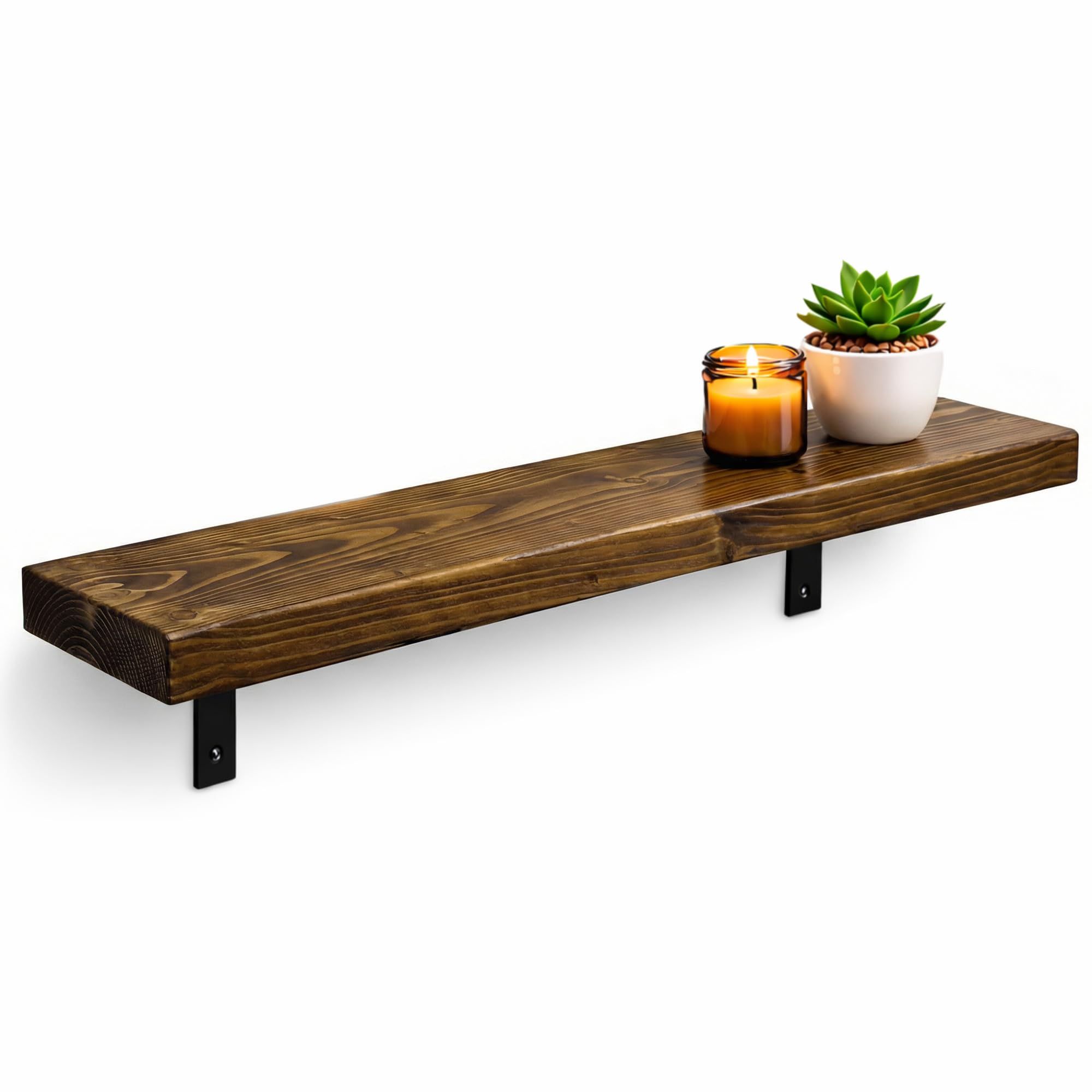 MKGT Radiator Shelf Solid Wood with Brackets | Rustic Wood Above Radiator | Radiator Cover Shelf for Hallway & Living Room – UK Handmade (Tudor Oak, 60 cm)