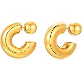 8YEARS Chunky Gold Hoop Earring for Women, 18K Gold Plated Lightweight Thick Hoops, Hypoallergenic Trendy Jewelry for Gift