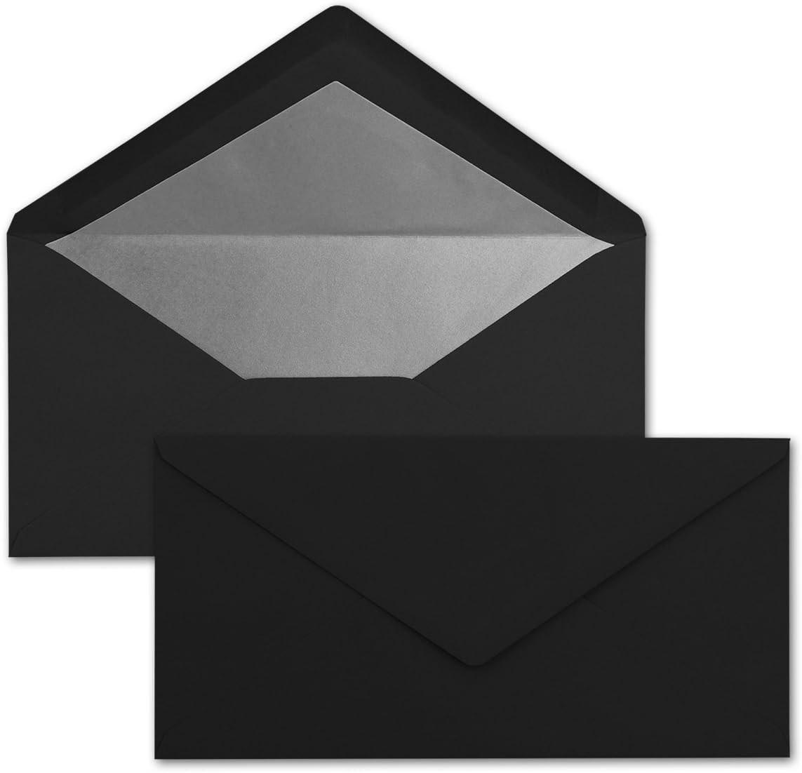 Envelopes DIN Long Nassklebung Rubber Coated, Assorted Colors), Gold Metallic Silver Lining) 25 Umschlรคge black | silver