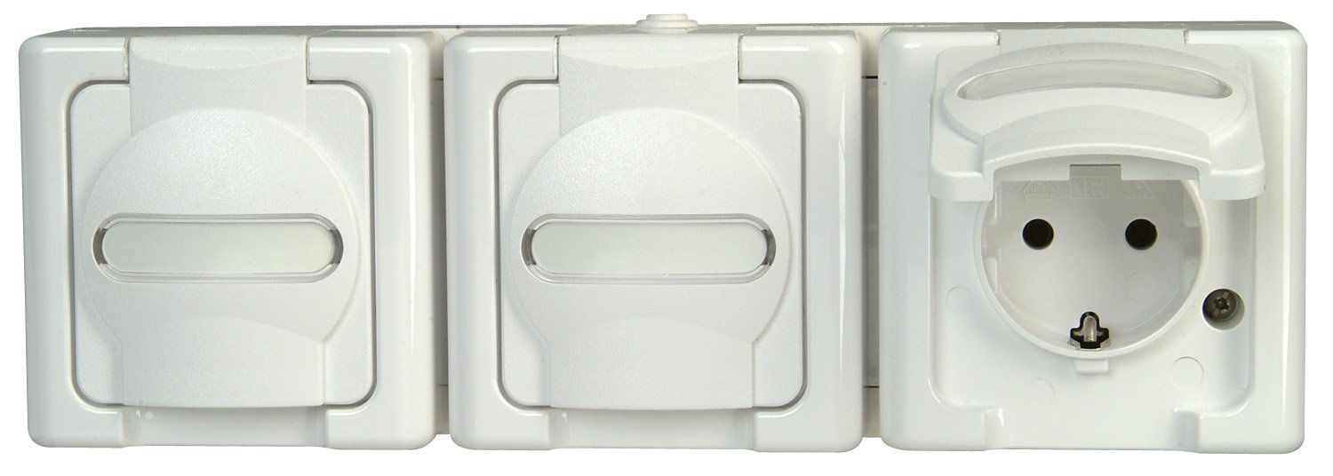 Kopp Blue Electric 131302006 Contact Protected Triple Plug Socket with Cover