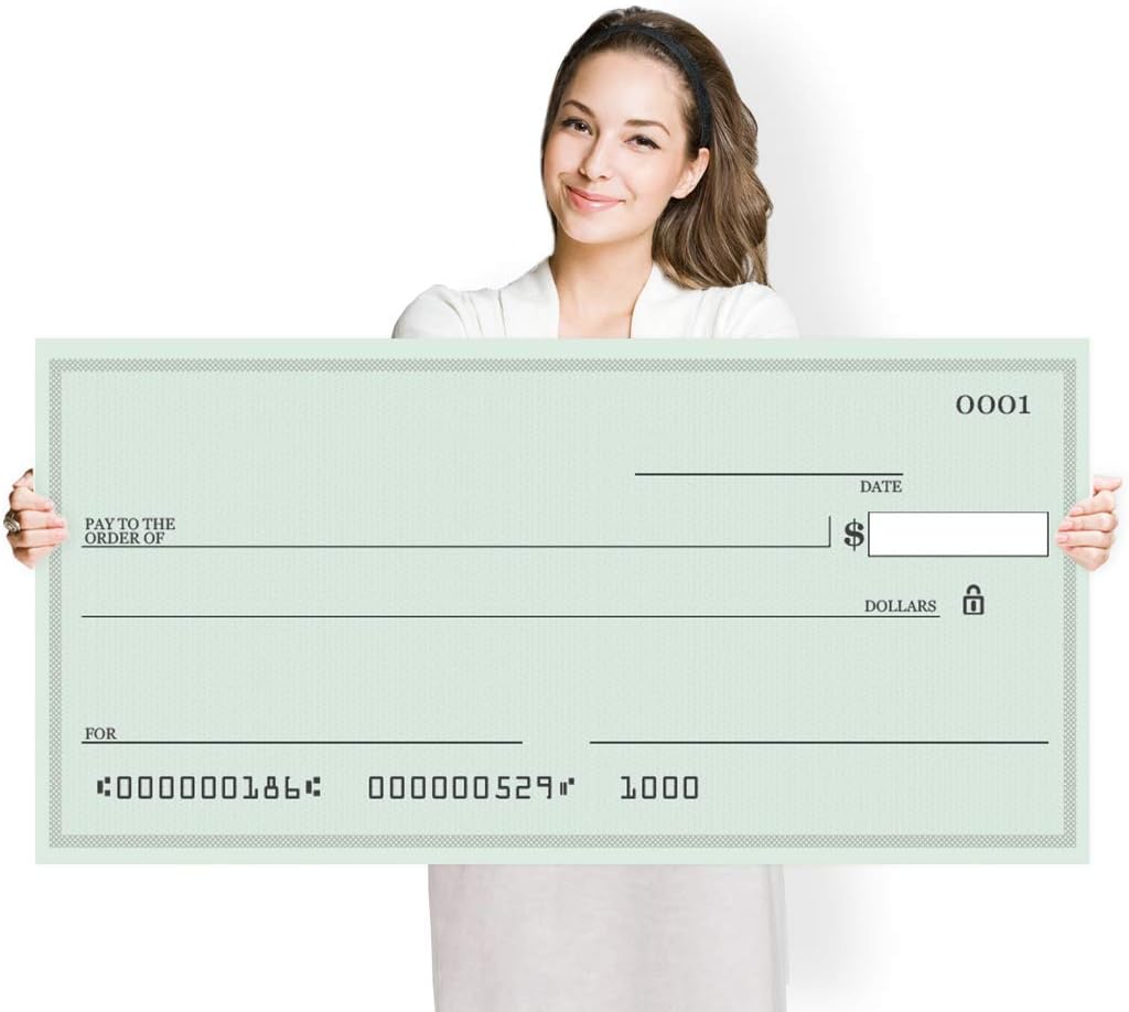 Pixelverse Design - Giant Award Presentation Check - 16x32 Inches - Large Novelty Check for Endowment, Donations, Fundraiser - Big Oversized Raffle Reward Winners Check (Green): Everything Else