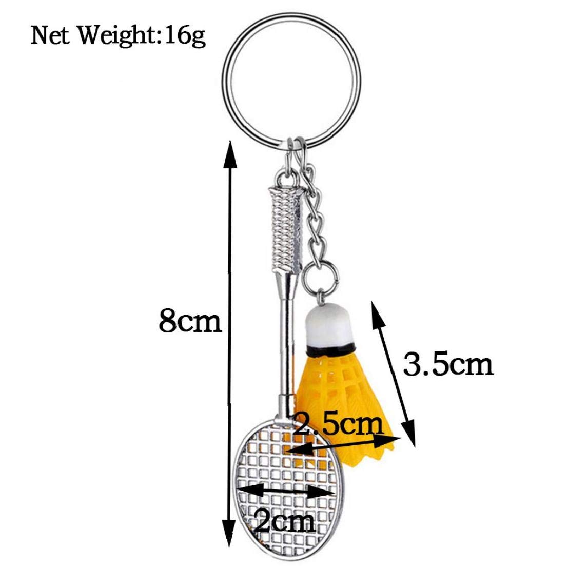 Cute Mini Badminton Keychain Sport Goods Ball Keyrings Accessories Yellow