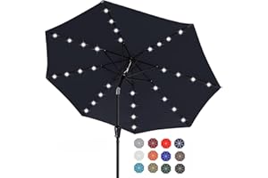 ABCCANOPY 10FT Durable Solar Led Patio Umbrellas with 32LED Lights (Navy Blue)