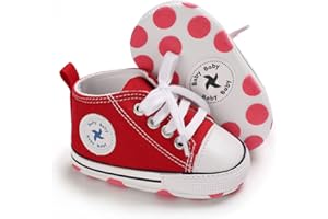 Sekantrol Unisex Baby Girls Boys Shoes Infant Soft Sole Canvas Newborn First Walkers High Top Anti-Slip Sneakers