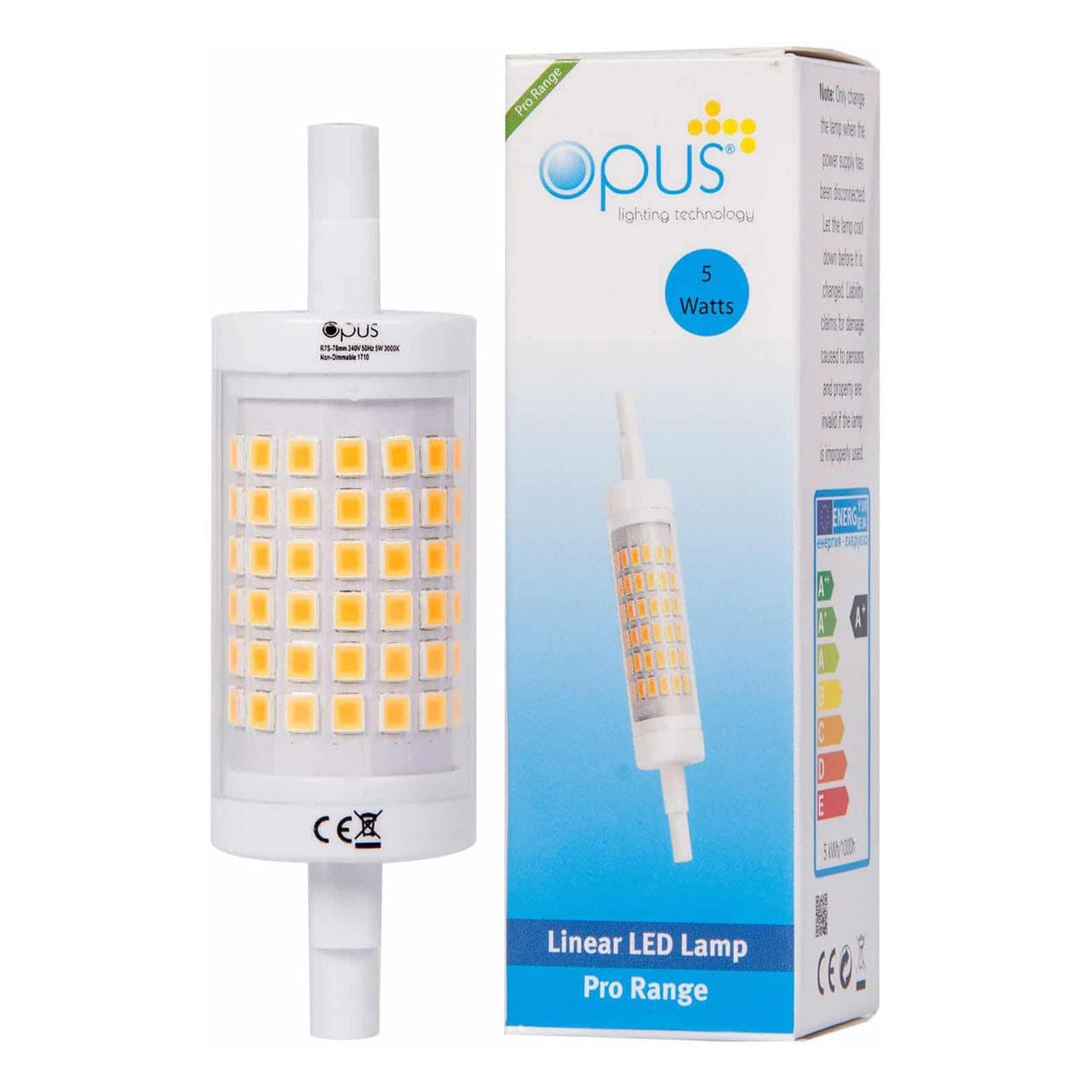 Opus LED Linear 5W R7s 78mm (60W Equivalent) 3000K Warm White Clear 450lm