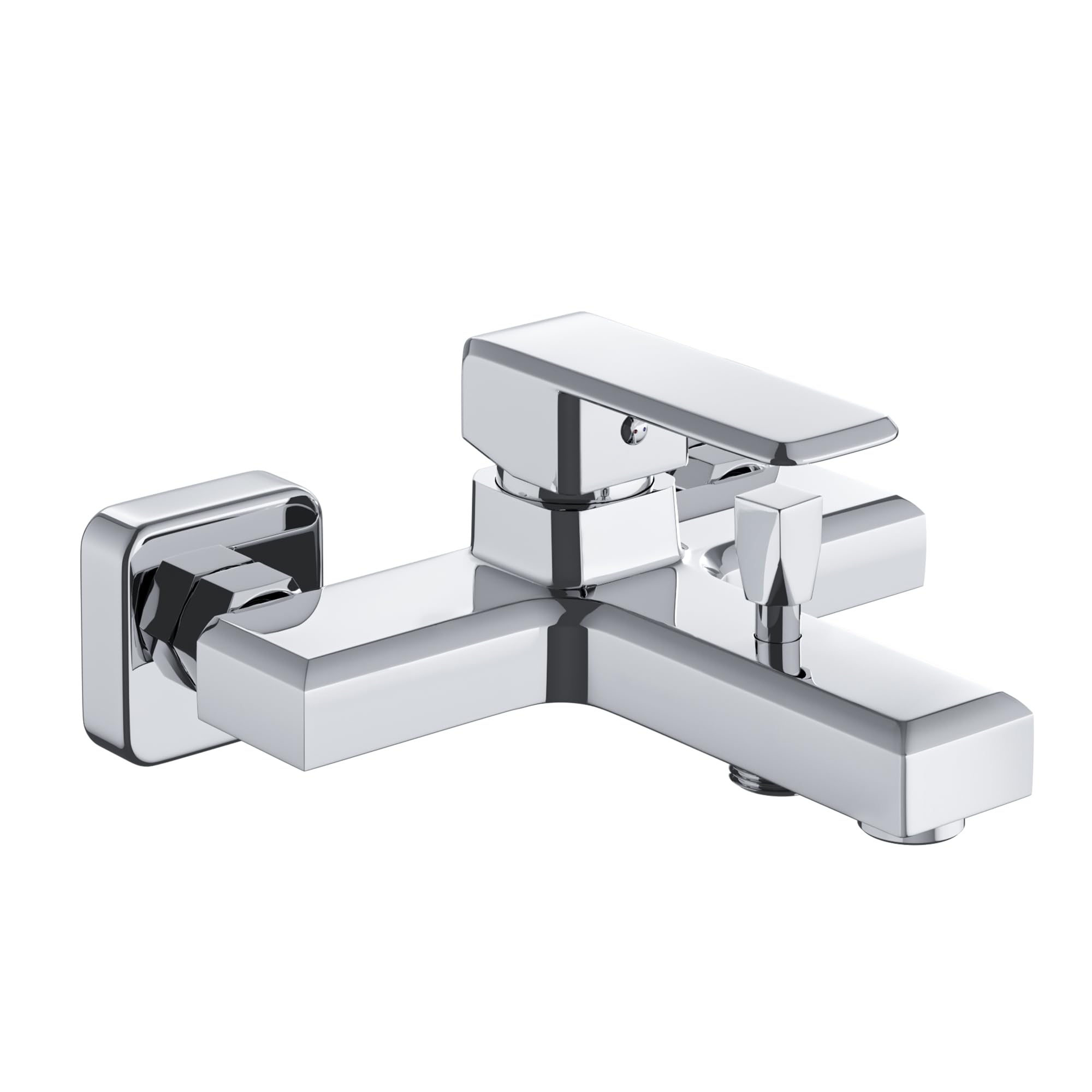 MORADO Single Lever Shower Mixer Tap,Wall Mounted Bath Tap,Single Lever Monobloc Bath Mixer for Exposed Installation,Solid Brass,Chrome Finish,Square Shape,Wall Mounted