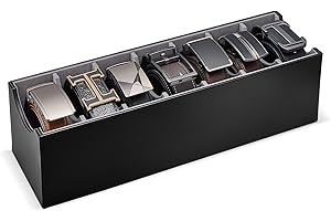 Lolalet 7 Grids Belt Organizer Box, Belts Storage Case for Drawer Closet Dresser Multiple Compartment Ties Watches Holder for