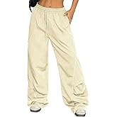 ZAFUL Womens Wide Leg Sweatpants Parachute Pants Baggy Y2K Elastic Waist Jogger Track Pants Streetwear