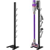 XIGOO Dyson Vacuum Stand for Gen5 Detect V15 V12 V11 V10 V8 V7 V6 | Vacuum Stand for Dyson Cordless Vacuum Cleaners and Accessory, Heavy-Duty Metal Bracket Holder with 6 Hooks, Black