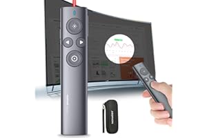 Norwii Presentation Clicker with Digital Pointer for TV LED LCD Screen, Presentation Remote, Slide Clicker, Wireless Presenter with Highlight, Magnify, Mouse Left Click - N95s Pro 32G(Red Light)