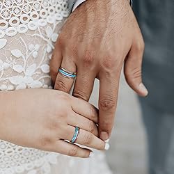 TUNGSTORY Promise Rings for Him Blue Opal and