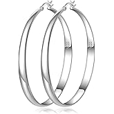Senteria Large Sterling Silver Hoop Earrings for Women Hypoallergenic Silver Hoop Earrings Lightweight Thin Big Hoops Earring for Women Thin 40/50/60/70MM
