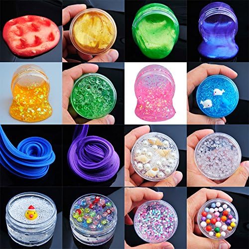 HSETIY Fluffy Floam Slime Mud, Soft Scented Stress Relief Sludge Clear Slime Toy for Kids Adult（16 packs,each 2.5oz, total 40oz）