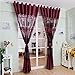 Binmer(TM)Window Curtains Leaf Hollow Window Screens Door Balcony Curtain Panel Sheer Cover (Red)