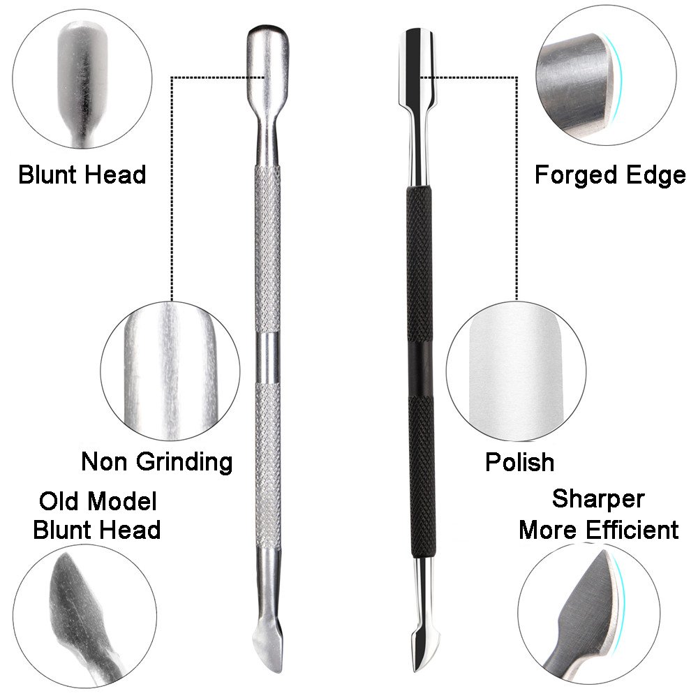 Cuticle Trimmer with Cuticle Pusher - Ejiubas Cuticle Remover Cuticle Nipper Professional Stainless Steel Cuticle Cutter Clipper Durable Pedicure Manicure Tools for Fingernails and Toenails Black: Beauty