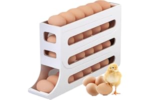 Egg Holder for Fridge, 4 Layers Auto Rolling Egg Organizer, Large Capacity & Space-Saving Dispenser Storage Eggs, Egg Rolling