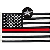 Thin Red Line American Flag, Embroidered Stars and Sewn Stripes - Black Red and White American Flag Honoring Firefighters and EMTs (3' x 5')