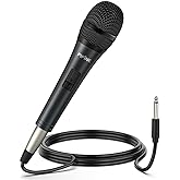 Fifine Karaoke Microphone, Dynamic Vocal Microphone for Speaker, 6.35MM Wired Handheld Mic with On and Off Switch and 14.8ft Detachable Cable-K6