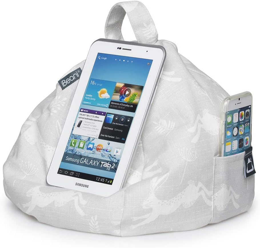 iPad Pillow & Tablet Stand - Securely Holds Any Size Tablet, eReader or Book Upto 12.9 inches, Hands Free Comfort at Any Angle on Any Surface - Jumping Hare, by iBeani
