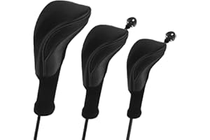 Number-one Golf Club Head Covers for Fairway Woods Driver Hybrids, 3Pcs Long Neck Mesh Golf Club Headcovers Set with Intercha