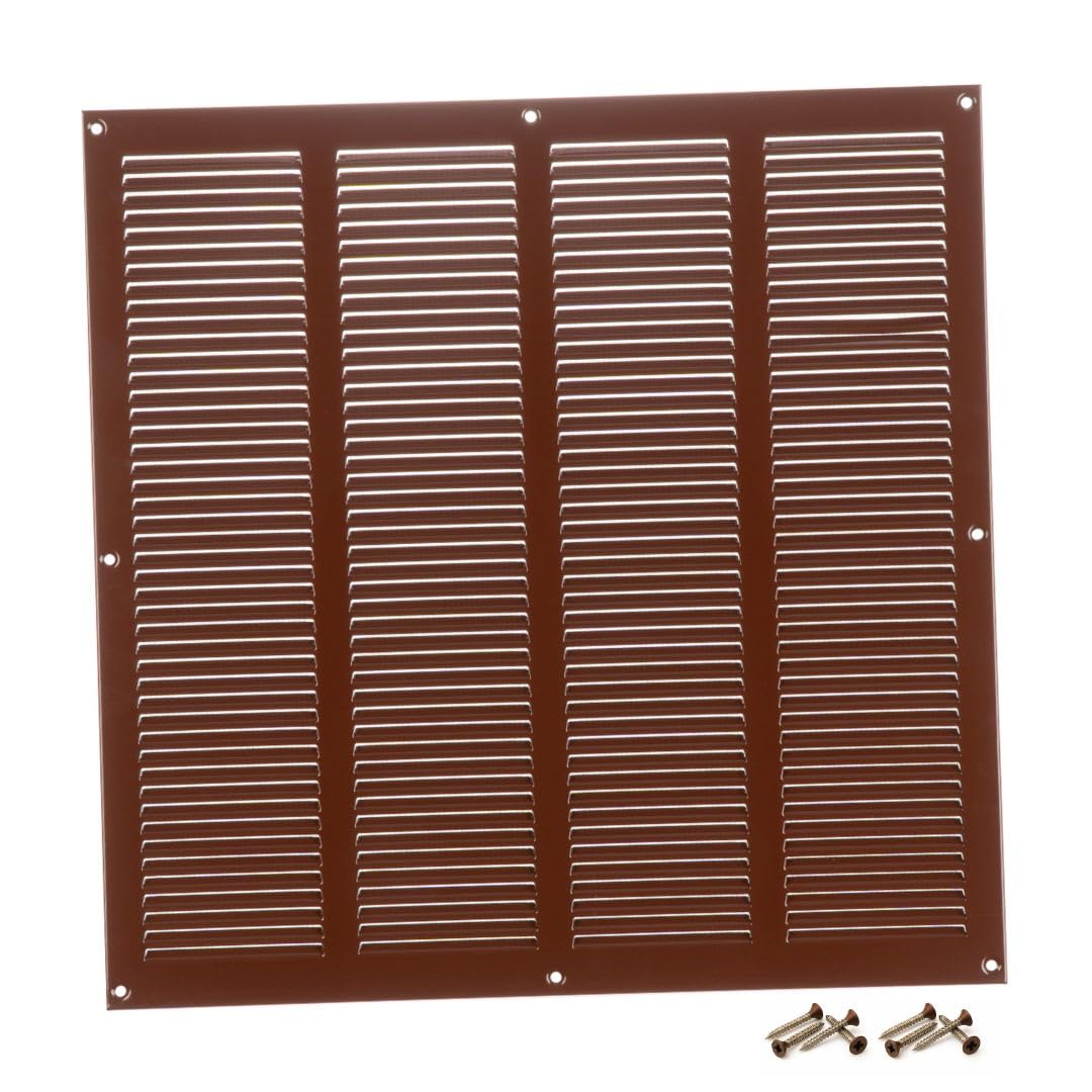 Steinberg14 Brown 400x400mm Metal Air Vent Cover with Insect Mesh - 16x16 inch Ventilation Grille - Air Vent Register for Walls and Ceilings - Ventilation Cover for Outdoor and Indoor