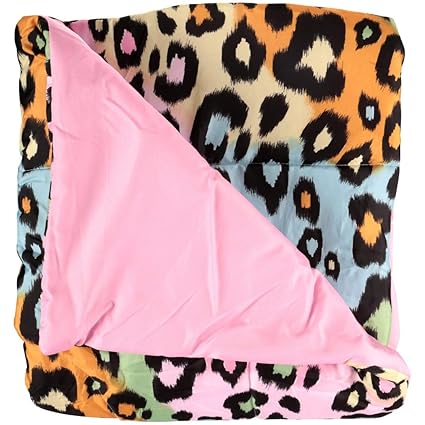 Amazon Com 7 Piece Girls Pink Rainbow Leopard Print Comforter