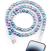 YEBOLU for iPhone Charging Cable Girls 3.3FT [MFi Certified] Fast Charger Cord Cute Pearl Beaded Phone Charger Cord USB Charging Cable for iPhone 14 13 12 11 Pro Max 8 7 6 Plus for iPad Pro/Air