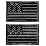 2 Pieces Tactical USA Flag Patch -Black & Gray- American Flag US United States of America Military Uniform Emblem Patches