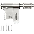 Alise 4 Inch Gate Latch Slide Bolt with Padlock Hole Gate Locks for Outdoor Fence Gate for Wooden Fence Shed Door Barrel Bolt Latch Gate Hardware, Solid Stainless Steel Brushed Latch