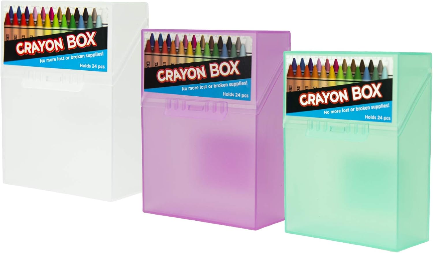 It's Academic Crayon Box with Hinged Lid and Snap Closure