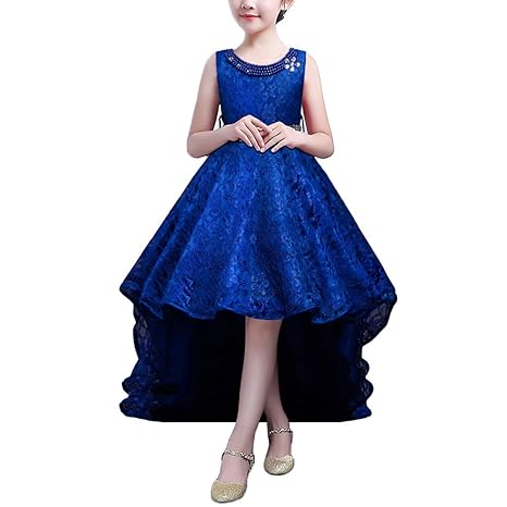 HUANQIUE Mädchen Kinder Kleid Lang Brautjungfer Festlich Hochzeit Kleider Abendkleid